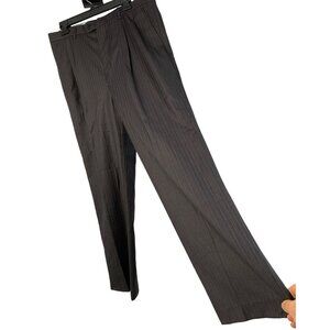 VTG Versace Mens Pleat Wool Pinstripe Dress Pants Size 38 x 30 Charcoal 7528